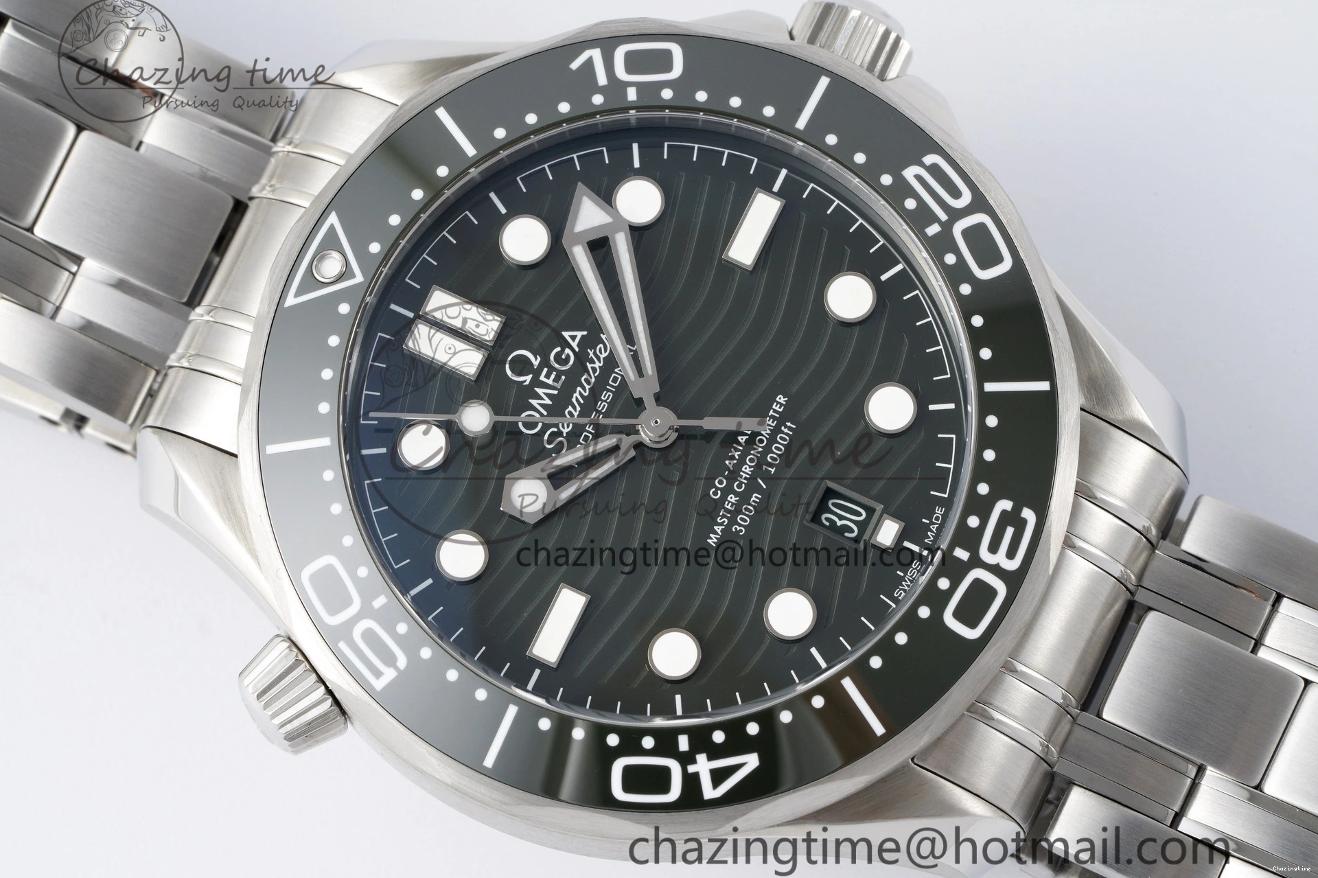 0406 Seamaster Diver 300M ZF 1:1 Best Edition Green Ceramic Green Dial on SS Bracelet A BestValue 7825